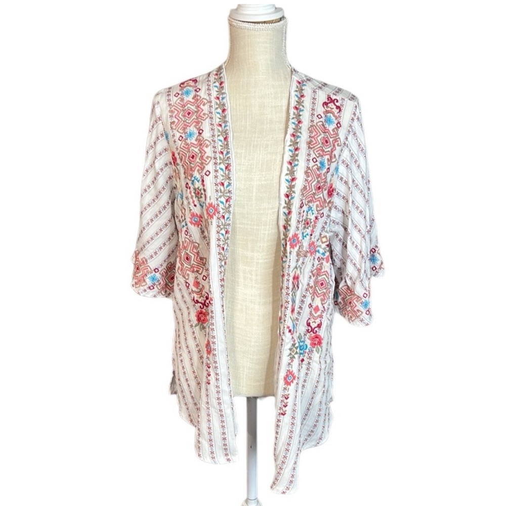 Savanna Jane Cardigan Kimono Floral Aztec Embroidered Womens 1X 2X